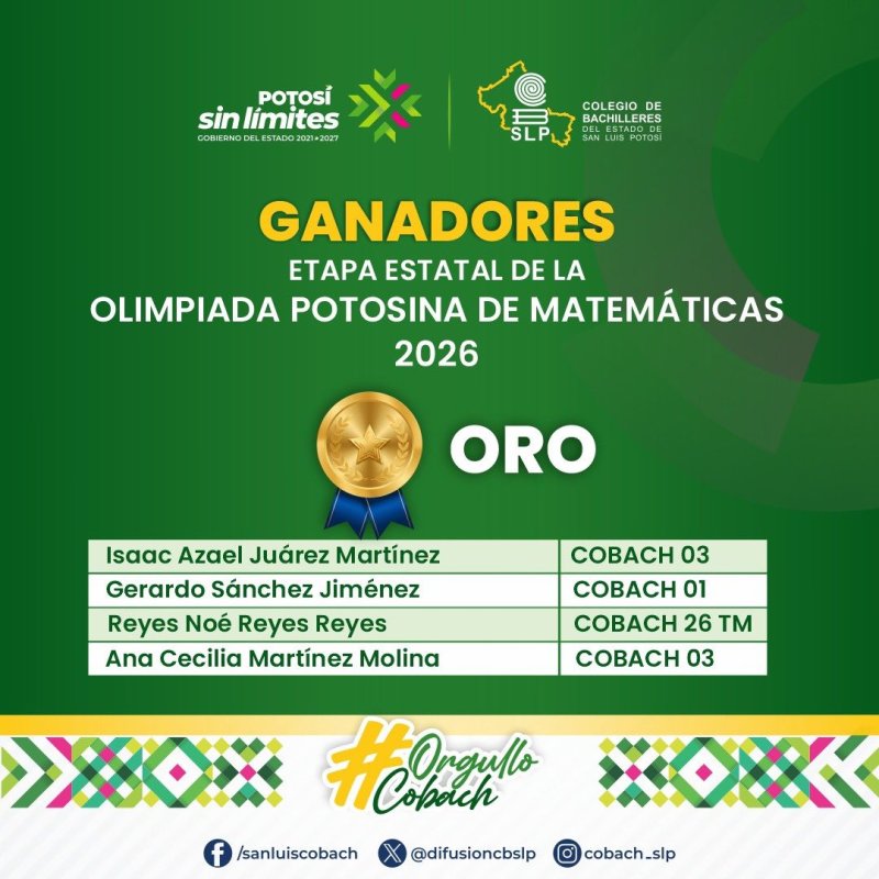 ¡ Olimpiada Potosina de Matemáticas! 